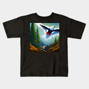 Majestic Thunder Bird Flying Over A Lush Forest Kids T-Shirt